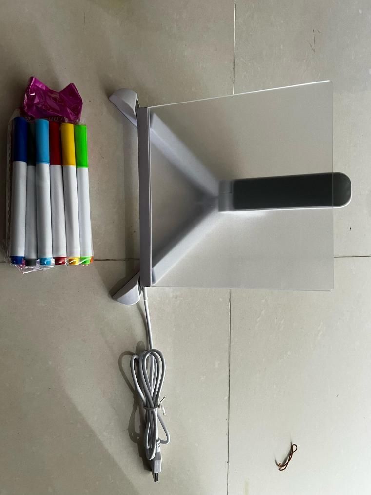LED Glass Acrylic Writing pad (With 12 Pens)