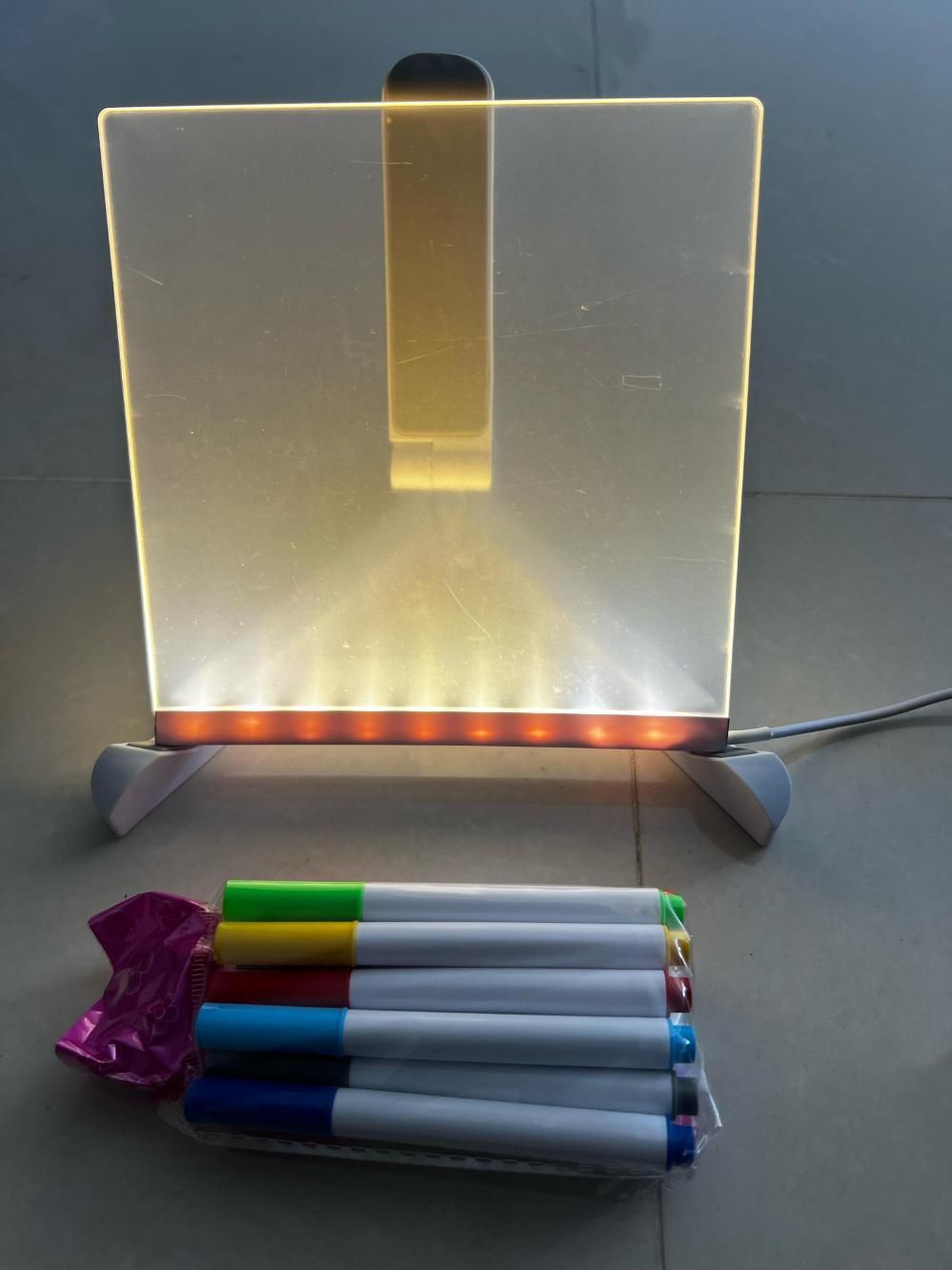 LED Glass Acrylic Writing pad (With 12 Pens)