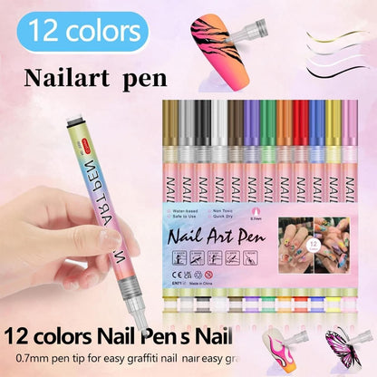 Nail Art Pens (12 Colors Set)