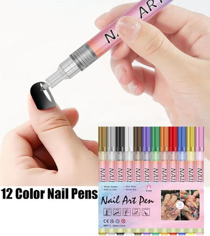 Nail Art Pens (12 Colors Set)
