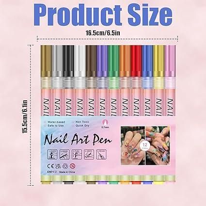 Nail Art Pens (12 Colors Set)