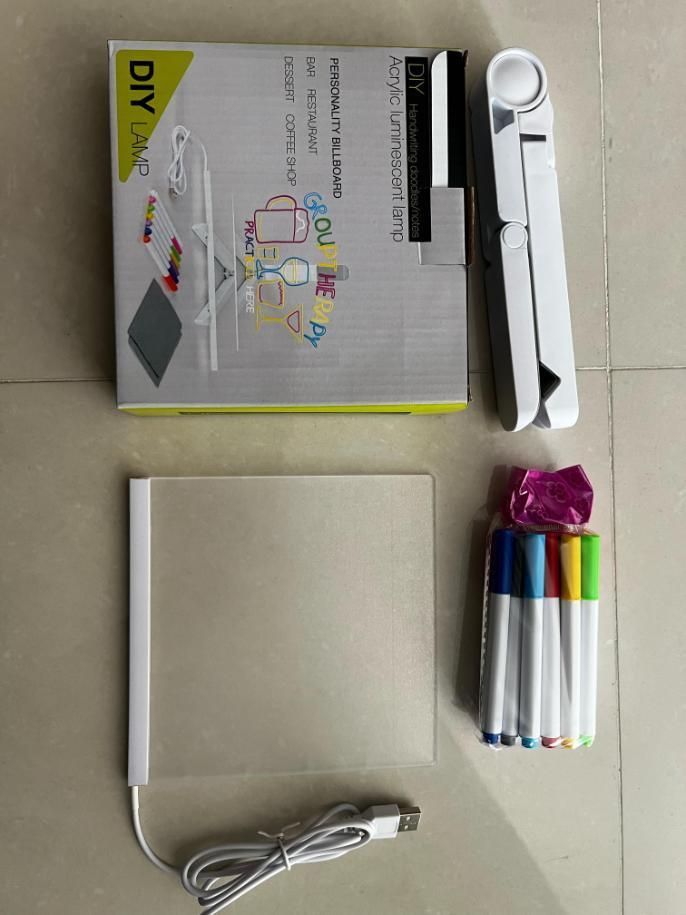 LED Glass Acrylic Writing pad (With 12 Pens)
