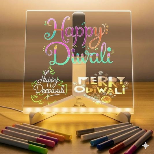 LED Glass Acrylic Writing pad (With 12 Pens)