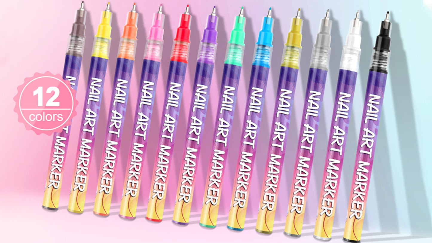 Nail Art Pens (12 Colors Set)